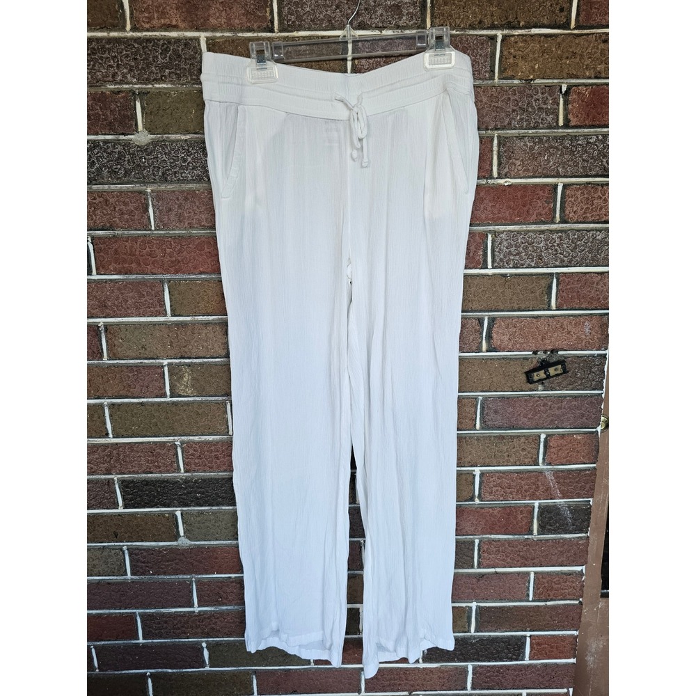 Prana White Tencel Modal Wide Leg Beach Pants 1969101 Womens Medium